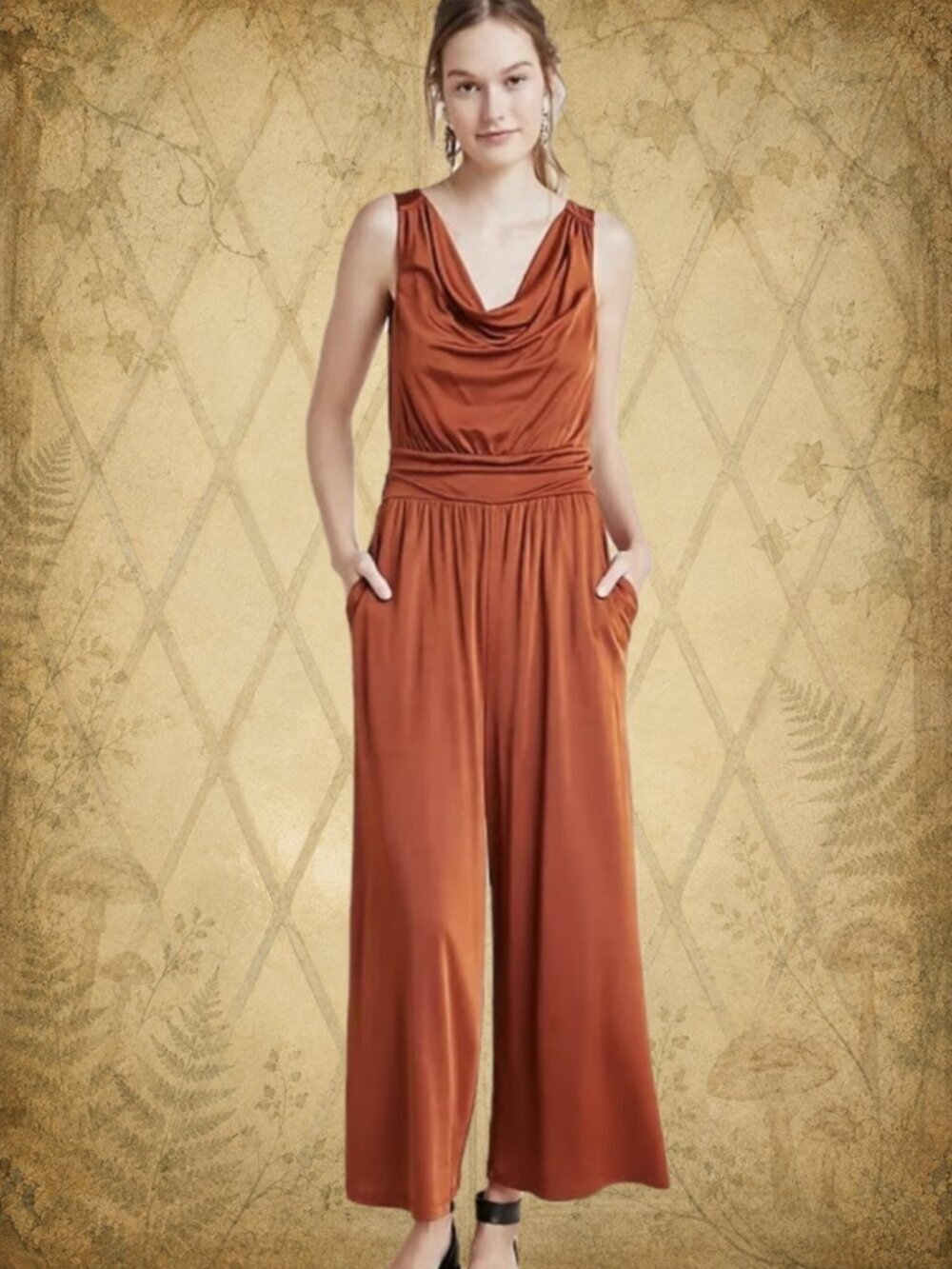 Fairy Fashionπ§΅π§ββοΈ ANTHROPOLOGIE Orange Jumpsuit sz S - Picture 1 of 10